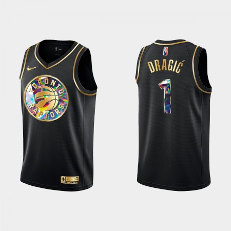 Maillot Homme Toronto Raptors Goran Dragic 1 Nike 2021-2022 Noir Golden Edition 75th Anniversary Diamond Swingman